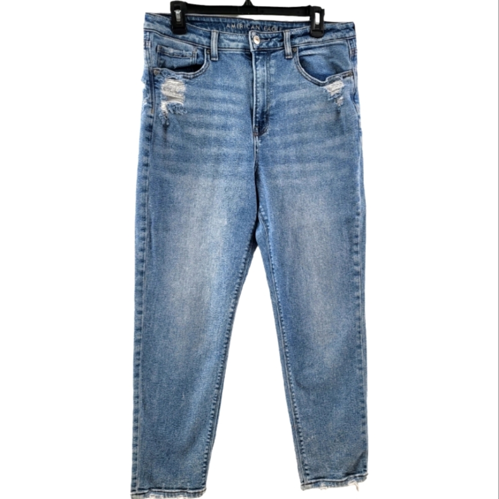 American Eagle Outfitters Distressed High-Rise Mom Jean Size 12.